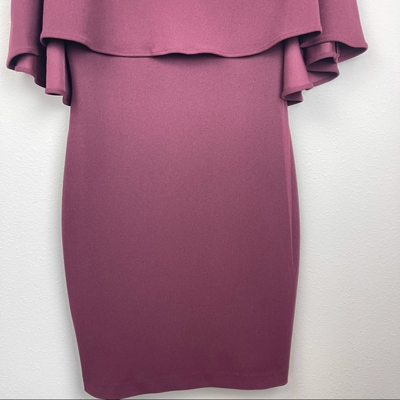 NWT Belle Badgley Mischka Burgundy Cape Dress - Picture 8 of 15